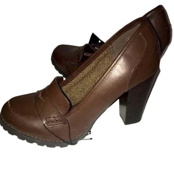 4/$100!🌱 Chunky Y2K Heels Clogs Doc Martens Brown Womens Shoes Platform Combat - Picture 1 of 5
